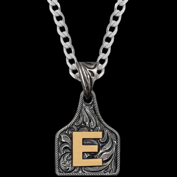 Mini Initial Cow Tag Necklace 